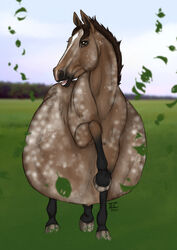  2021 appaloosa bay belly big_belly brown_eyes brown_mane dated digital_drawing_(artwork) digital_media_(artwork) ember_(mioulgaw) equid equine female feral grass happy hi_res hooves horse huge_belly hyper hyper_belly looking_at_viewer mammal mane markings one_leg_up open_mouth outside pinto plant pregnant raised_leg signature smile solo spots spotted_body tabascocat white_markings 