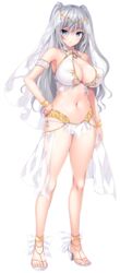  asami_asami blue_eyes bracelet breasts covered_nipples female full_body gold_trim hand_on_own_hip harem_outfit huge_breasts jewelry long_hair navel non-web_source official_art okayu_riru photoshop_(medium) role_player:_okayu_shimai_no_nenmaku_potrait_-_gurigucha_live! sandals solo tachi-e thighhighs transparent_background two_side_up veil white_hair 