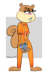  3_toes alternate_costume angry anthro barefoot bound chained chains clothed clothing cuff_(restraint) feet female frustrated fully_clothed handcuffed handcuffs hi_res inmates_clothing mammal metal_cuffs nickelodeon orange_jumpsuit pancaketiffy plantigrade prison_uniform restrained restraints rodent sandy_cheeks sciurid shackles solo spongebob_squarepants toes tree_squirrel 