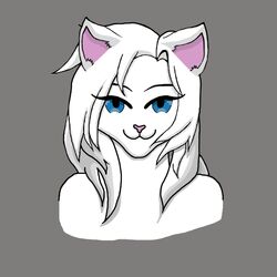  1:1 anthro blue_eyes bust_portrait felid feline fur hair lustful_gaze male mammal portrait solo white_body white_fur white_hair yeetboi420z 