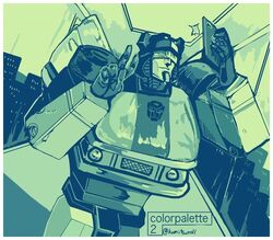  1980s_(style) 1boy autobot bad_id bad_pixiv_id camera cellphone insignia jazz_(transformers) machinery mecha no_humans oden_(dofuko) phone retro_artstyle robot selfie smartphone smile solo taking_picture transformers transformers:_generation_1 