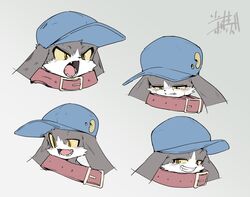  angry anthro bandai_namco bodily_fluids clothing collar crying domestic_cat facial_expressions felid feline felis grin hat headgear headwear klonoa klonoa_(series) male mammal shaolin_bones simple_background smile solo surprise tears young 