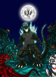  armadon blizzard_(primal_rage) chaos_(primal_rage) character_request claws crossover diablo_(primal_rage) dinosaur glowing glowing_eyes godzilla godzilla_(series) kaijuu monster moon mountain necrosan night no_humans open_mouth primal_rage rendragonclaw sauron_(primal_rage) scales sharp_teeth size_difference slashfang tagme tail talon_(primal_rage) teeth vertigo 