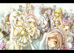  6+boys 6+girls :d :p aisha_landar alternate_costume animal_ears ariel_(elsword) armpits bare_shoulders black_hair blonde_hair blunt_bangs breasts brooch brown_eyes brown_hair camilla_(elsword) chloe_(elsword) cleavage closed_mouth collarbone commentary_request dress elf elsword enmaided eve_(elsword) everyone facial_mark formal frilled_dress frills glasses green_hair group_picture hair_between_eyes hair_ornament hairband hand_on_own_hip hand_up hat highres horns hug jewelry large_breasts letterboxed long_hair looking_at_another looking_at_viewer maid maid_headdress mechanical_arms multiple_boys multiple_girls multiple_persona necklace necktie open_mouth photoshop_(medium) pointing pointing_up pointy_ears ponytail purple_eyes purple_hair rabbit_ears raven_cronwell rena_erindel revealing_clothes ribbon scarf servati shawl shirt short_hair sidelocks single_mechanical_arm smile tongue tongue_out top_hat tuxedo twintails very_long_hair white_dress white_hair white_ribbon white_shirt wing_collar wings yellow_eyes 