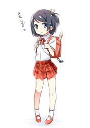  :o aged_down backpack bag bag_charm black_hair blue_eyes blush bow bowtie charm_(object) chinese_commentary chinese_text collared_shirt commentary_request female flute full_body hair_ornament hatsunatsu holding_strap instrument krt_girls looking_at_viewer mary_janes neck_ribbon one_side_up original parted_lips plaid plaid_ribbon plaid_skirt pleated_skirt randoseru recorder red_bow red_bowtie red_footwear red_ribbon red_skirt ribbon school_uniform shirt shoes short_hair short_sleeves simple_background skirt socks solo translation_request white_background white_shirt white_socks xiao_qiong 