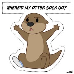  1:1 absurd_res ambiguous_gender brown_body brown_fur clothing english_text footwear fur hi_res humor legwear letodoesart lol_comments mammal mustelid nude otter pun socks solo text 