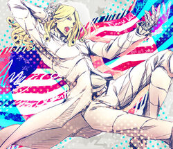  1boy american_flag ankai_(rappelzankai) blonde_hair commentary_request curly_hair funny_valentine jojo_no_kimyou_na_bouken long_hair male_focus solo steel_ball_run 