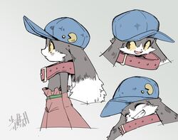  adolescent anthro bandai_namco clothing collar domestic_cat felid feline felis grin hat headgear headwear klonoa klonoa_(series) male mammal shaolin_bones simple_background smile solo young 