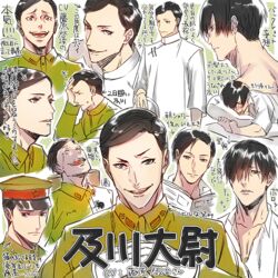  1boy brown_eyes character_name chinese_clothes commentary_request gloves hair_intakes hat joker_game male_focus military military_hat military_uniform monocle multiple_views newspaper oikawa_masayuki peaked_cap smirk swept_bangs uniform van_(hughjackman19681012) white_gloves 