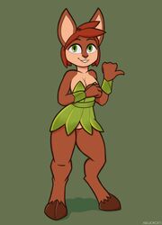  2019 activision anthro arwokom breasts cleavage clothed clothing deer elora faun_(spyro) female hi_res mammal smile solo spyro_reignited_trilogy spyro_the_dragon standing teeth thick_thighs 