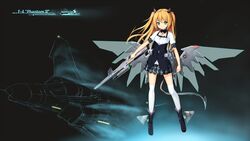  absurdres blonde_hair blue_eyes commentary_request f-4_phantom_ii female hagi_(ame_hagi) hair_ornament highres long_hair looking_at_viewer mecha_musume original solo thighhighs united_states_air_force white_thighhighs zettai_ryouiki 