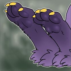  2017 4_toes ambiguous_gender ambiguous_species avoid_posting claws close-up crown damian_(maim) digital_media_(artwork) feet foot_shot fur headgear legs_together maim mammal pawpads paws purple_body purple_fur solo toe_claws toes 