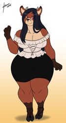  anthro bottomwear clothing curvy_figure deer female hi_res jwinkz mammal raye_(jwinkz) skirt smile solo voluptuous 