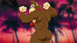  16:9 anthro ape ass biceps big_ass big_butt brown_body brown_skin bubble_ass bubble_butt donkey_kong donkey_kong_(series) fabfelipe flexing fur gorilla haplorhine looking_at_viewer looking_back male male_only mammal muscular muscular_anthro muscular_male necktie nintendo nude nude_male pose posing presenting presenting_hindquarters primate rear_view solo solo_male widescreen 