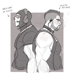  2boys bara blushing call_of_duty call_of_duty:_modern_warfare_2 ghost_(modern_warfare_2) jonarart_(artist) muscular_human muscular_male safe simon_riley smoking soap_(modern_warfare_2) white_male yaoi 