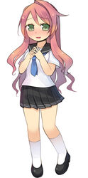  arima_kanae female green_eyes kashiwamochi_yomogi long_hair original photoshop_(medium) pink_hair school_uniform solo 