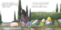  children&#039;s_book female graveyard harada_midori original photoshop_(medium) pig shawl solo translated 