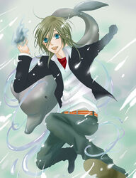  alfin basil blue_eyes brown_hair dolphin katekyo_hitman_reborn smile 