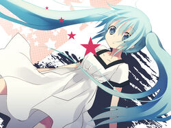  aqua_eyes aqua_hair commentary_request dress female hanepochi hatsune_miku long_hair solo twintails very_long_hair vocaloid 