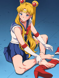  bare_legs barefoot bishoujo_senshi_sailor_moon bishoujo_senshi_sailor_moon_s blue_sailor_collar choker crescent crescent_earrings derivative_work double_bun earrings feet female foot_focus hair_bun highres jewelry legs long_hair magical_girl maku_(l-u) meme red_choker sailor_collar sailor_moon sailor_moon_redraw_challenge_(meme) sailor_senshi_uniform screenshot_redraw shoes sitting soles solo spread_toes toenails toes tsukino_usagi twintails unworn_shoes 