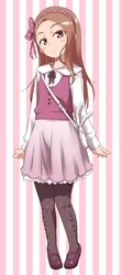  bag commentary_request female idolmaster idolmaster_(classic) long_hair mary_janes minase_iori pantyhose print_pantyhose shoes shoulder_bag solo star_(symbol) star_print striped striped_background ttomm vertical_stripes 