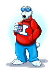  2019 anthro bear beverage black_nose clothing fur hi_res icee icee_bear_(icee) male mammal orlandofox polar_bear solo ursine white_body white_fur 