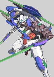  dual_wielding gundam gundam_00 gundam_00_festival_10_&quot;re:vision&quot; gundam_exia gundam_exia_repair_iv highres holding holding_sword holding_weapon machinery mecha no_humans robot sa/tsu/ki shield short_sword solo sword weapon 