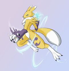  absurd_res action_pose anthro attack bandai_namco breasts canid diamond_(disambiguation) digimon digimon_(species) female hi_res ice kaislair mammal mostly_nude pose renamon side_boob solo 