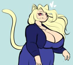  animal_humanoid bani big_breasts bonznsfw breasts cardigan cat_humanoid cleavage clothed clothing dress felid felid_humanoid feline feline_humanoid female hi_res huge_breasts humanoid mammal mammal_humanoid overweight overweight_female overweight_humanoid solo teacher 