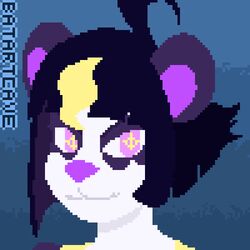  1:1 animated batartcave bear black_hair blonde_highlights digital_media_(artwork) female fur giant_panda hair highlights_(coloring) looking_at_viewer loop low_res mammal pink_tongue pixel_(artwork) pixel_animation purple_nose short_playtime solo tongue white_body white_fur zhen_(megatome) 