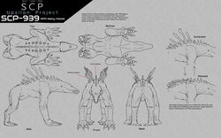  16:10 4_fingers 4_toes ambiguous_gender back_spikes back_spines bird&#039;s-eye_view black_text claws digital_drawing_(artwork) digital_media_(artwork) digitigrade english_text eye_spots eyeless feet feral finger_claws fingers front_view grey_background greyscale hairless hi_res high-angle_view kenneth_crooker line_art low-angle_view mammal monochrome monster mouth_closed multiple_images muscular muscular_ambiguous muscular_feral orthographic quadruped rear_view scp-939 scp_foundation setae_(anatomy) side_view simple_background snout species_name spikes spikes_(anatomy) spines text toe_claws toes white_text widescreen worm&#039;s-eye_view 