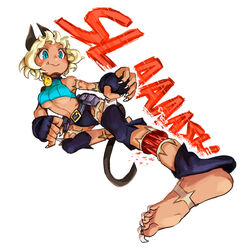  :3 animal_ears barefoot belt belt_pouch black_gloves black_shorts blood blue_eyes blue_shirt blush breasts buchi0122 cat_ears cat_tail collar commentary_request crop_top dark-skinned_female dark_skin detached_leggings exposed_muscle fang_out feet female fingerless_gloves fingernails floating_hair flying_kick full_body gloves highres kicking large_breasts micro_shorts ms._fortune_(skullgirls) navel oerba_yun_fang pouch scar scar_on_arm scar_on_leg sharp_fingernails sharp_toenails shirt short_hair shorts simple_background skullgirls sleeveless sleeveless_shirt slit_pupils smile soles solo sound_effects sound_effects_only stomach tail toenails toes underboob white_background white_hair white_nails 