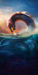  2022 3d_(artwork) absurd_res adobe_photoshop_(artwork) ambient_bird ambiguous_gender aquatic_dragon cloud dated digital_media_(artwork) dragon feral hi_res jewish_mythology katinka_thorondor keyshot_(artwork) leviathan levitation marine mythological_creature mythological_marine mythological_scalie mythology nude open_mouth orange_eyes sailing_ship sailing_watercraft scalie sea serpentine ship signature sky solo sun vehicle water watercraft zbrush_(artwork) 