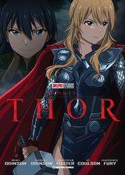  2girls black_hair blonde_hair blue_eyes character_name closed_mouth commentary_request cosplay ganaha_hibiki green_eyes hair_between_eyes hammer highres holding holding_hammer hoshii_miki idolmaster idolmaster_(classic) loki_(marvel) loki_(marvel)_(cosplay) long_hair marvel marvel_cinematic_universe multiple_girls photoshop_(medium) smile taku1122 thor_(2011) thor_(marvel) thor_(marvel)_(cosplay) 