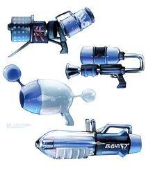  bad_id bad_twitter_id ballpoint_splatling_(splatoon) blaster_(splatoon) commentary_request gun highres inkling_(language) kaisou_mekabu luna_blaster_(splatoon) no_humans octoshot_(splatoon) simple_background splatoon_(series) still_life twitter_username weapon weapon_focus white_background 