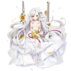  bare_shoulders blush breasts bridal_veil collarbone defeat douya_(233) dress female flower from_behind full_body girls&#039;_frontline gun hair_between_eyes hair_flower hair_ornament handgun long_hair looking_at_viewer looking_back makarov_(a_certain_unscientific_sunflower)_(girls&#039;_frontline) makarov_(girls&#039;_frontline) medium_breasts no_shoes official_alternate_costume official_art pantyhose petals red_eyes sitting solo sunflower torn_clothes torn_dress torn_pantyhose transparent_background veil very_long_hair weapon white_dress white_hair white_pantyhose 