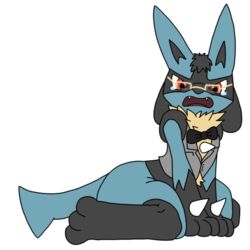  1:1 alpha_channel ambiguous_gender anthro eyewear generation_4_pokemon glasses jcfox lovely lucario luu nintendo pokemon pokemon_(species) simple_background solo spikes transparent_background west 