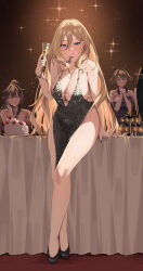  absurdres bairimeng blonde_hair blue_eyes breasts cake commission dress food highres large_breasts long_hair mutsu_(kancolle) nagato_(kancolle) pixiv_commission richelieu_(kancolle) yamato_(kancolle) 