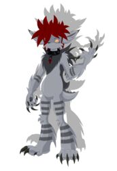  alpha_channel anthro claws collar deishun_(species) ears_down evil_look eye_scar facial_scar fan_character fur grey_body grey_fur hair heartless kingdom_hearts kingdom_hearts_3 male monster paws pivoted_ears red_hair scar simple_background solo spiked_collar spikes square_enix tail thick_calves thin_thighs transparent_background zarjhan_mary 