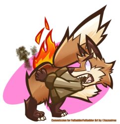  age_(fifybear) alpha_channel anthro ass bent_over bottomless burning butt_on_fire canid canine clothed clothing digital_media_(artwork) fire fox hand_on_butt hi_res kazuairou looking_at_butt looking_at_own_butt looking_back male mammal open_mouth pain raised_tail red_fox solo tail true_fox 