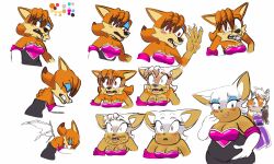  2026 5:3 anthro bat blush canid canine duo embarrassed female fox hand_on_belly hi_res mammal mexelements rouge_the_bat sega slightly_chubby sonic_the_hedgehog_(series) species_transformation surprised transformation transformation_sequence 