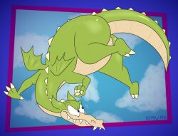  alternate_version_at_paywall anthro ass belly better_version_at_source claws cloud cuphead_(game) digital_drawing_(artwork) digital_media_(artwork) dragon gavanzude glistening glistening_butt glistening_tail green_body green_scales grim_matchstick hi_res long_neck male multicolored_body mythological_creature mythological_scalie mythology pear-shaped_figure scales scalie sharp_teeth signature sky solo spines studio_mdhr tan_belly teeth toony two_tone_body upside-down wide_hips wings 