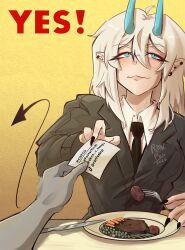  absurd_res ambiguous_gender ambiguous_pov colored duo english_text female first_person_view food hi_res horn horned_humanoid human human_pov humanoid humanoid_pointy_ears mammal meme not_furry nyet! pointy_ears poster ronfos solo_focus spade_tail tail text 
