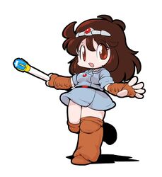  babylonian_castle_saga bandai_namco boots brown_eyes brown_hair character_request copyright_request druaga_no_tou female full_body long_hair namco simple_background skirt solo white_background 