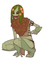  2_frame_animation alpha_channel animated black_eyes elemental_creature elemental_humanoid female fetalstar flora_fauna floran flower green_hair hair humanoid plant plant_humanoid simple_background solo starbound stirrup_(marking) transparent_background 