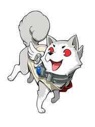  animal_ears canine collar dog_ears dog_tail highres koromaru_(persona) official_art oribe_hanako persona persona_3 persona_q2:_new_cinema_labyrinth persona_q_(series) red_eyes source_request tail tongue tongue_out wings 