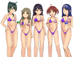  5girls bad_id bad_pixiv_id bikini black_hair blue_hair brown_eyes brown_hair closed_eyes commission commissioner_upload flag_print futaba_aoi_(vividred_operation) goji_(five_clock) green_eyes green_hair hairband highleg highleg_bikini highleg_swimsuit isshiki_akane kuroki_rei long_hair matching_outfits multiple_girls ponytail print_bikini purple_eyes red_hair rubik&#039;s_cube saegusa_wakaba shinomiya_himawari short_hair swimsuit twintails union_jack union_jack_bikini vividred_operation 