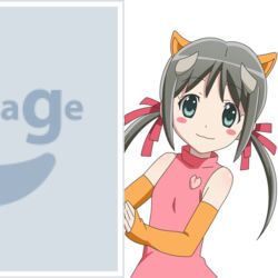  :3 animal_ears aqua_eyes bare_shoulders commentary_request detached_sleeves etotama female grey_hair horns mugen_ouka no_image pig_ears pixiv ribbon solo twintails uri-tan 