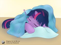  2015 4:3 absurd_res bedding blanket bri-sta closed_eyes equid equine female female_feral feral friendship_is_magic fur hair hasbro hi_res horn mammal multicolored_hair my_little_pony mythological_creature mythological_equine mythology pillow purple_body purple_fur purple_hair simple_background sleeping solo sound_effects twilight_sparkle_(mlp) two_tone_hair unicorn vowelless vowelless_sound_effect wodahseht zzz 