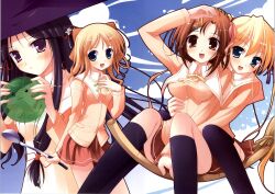  animal_ears blonde_hair blue_eyes brown_eyes brown_hair green_eyes happiness hiiragi_anri kamisaka_haruhi kohinata_sumomo skirt takamine_koyuki thigh-highs violet_eyes 